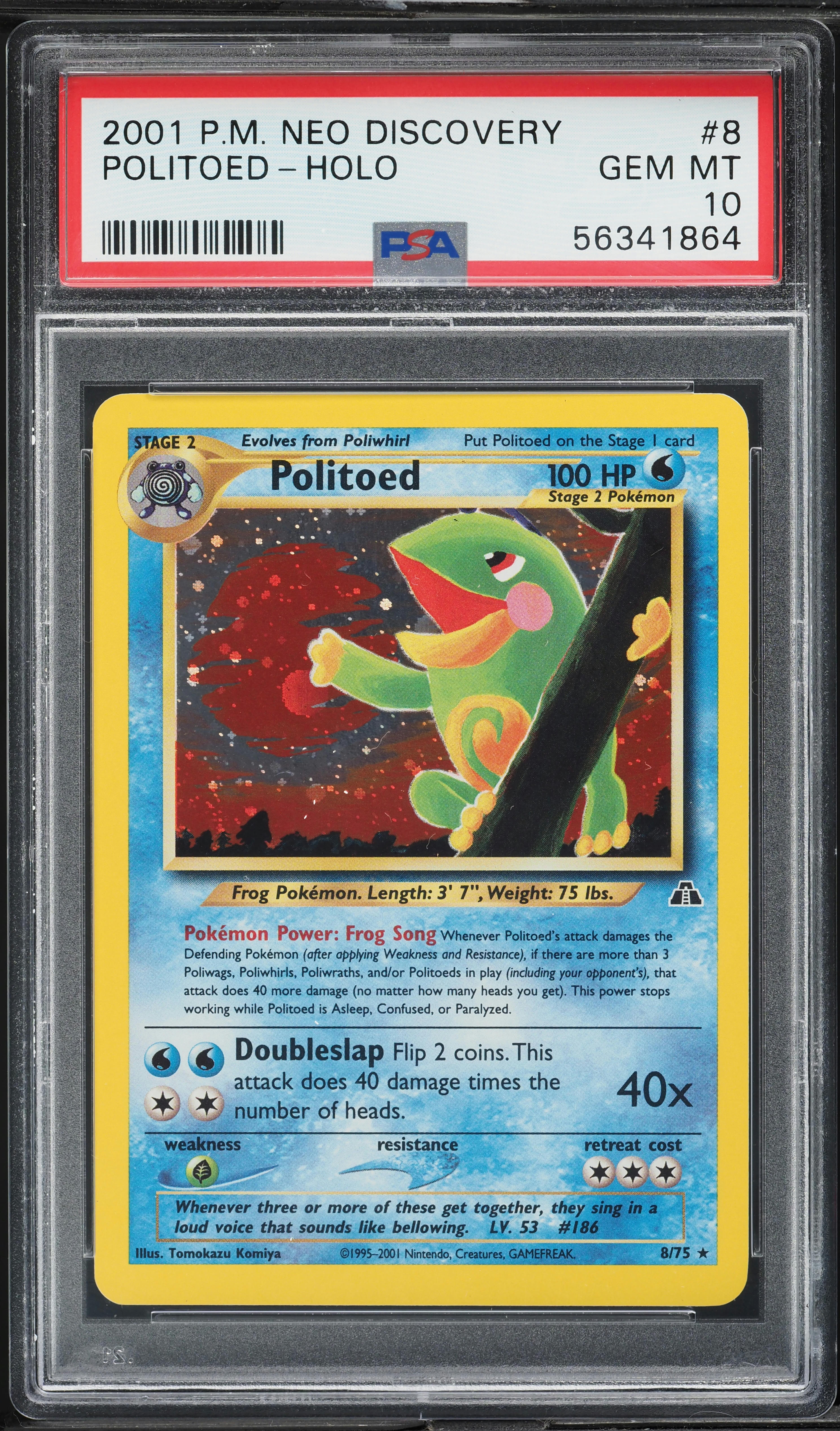 2001 Pokemon Neo Discovery Holo Politoed #8 PSA 10 GEM MINT on