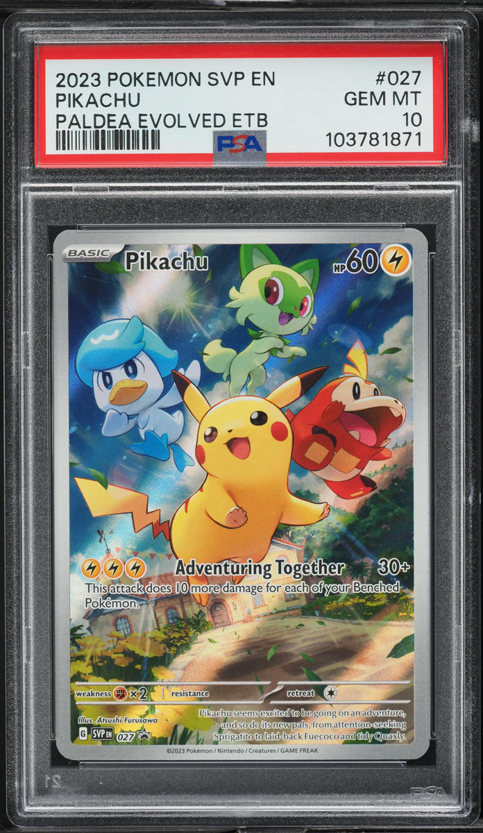 2023 Pokemon SV Black Star Promo Paldea Evolved ETB Pikachu #27 PSA 10 GEM MINT