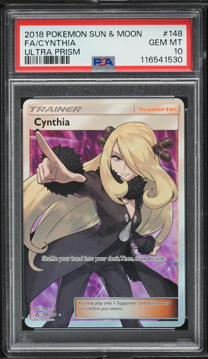 2018 Pokemon Sun & Moon Ultra Prism Full Art Cynthia #148 PSA 10