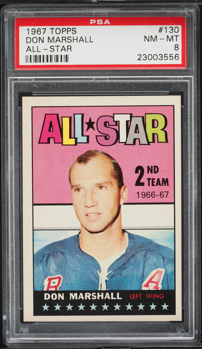 1967 Topps Hockey Don Marshall ALL-STAR #130 PSA 8 NM-MT