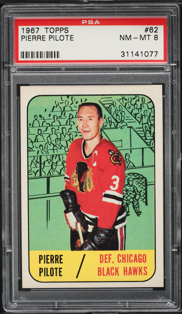 1967 Topps Hockey Pierre Pilote #62 PSA 8 NM-MT