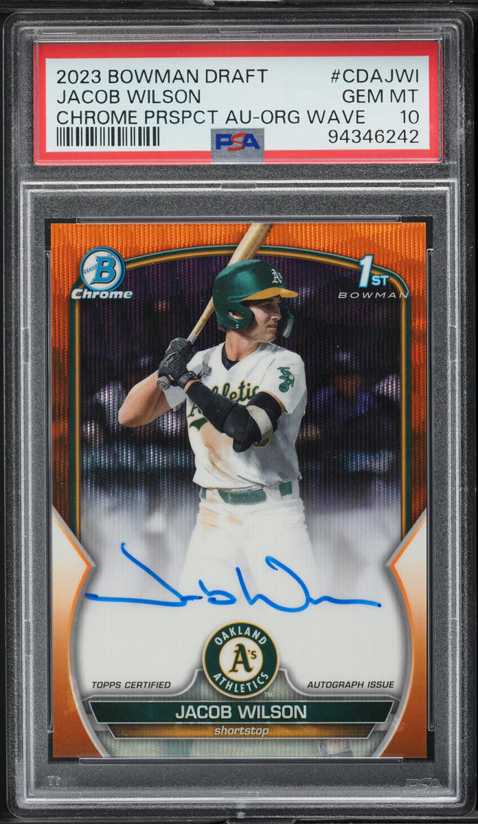 2023 Bowman Chrome Draft Orange Wave Jacob Wilson PROSPECT AUTO /25 PSA 10