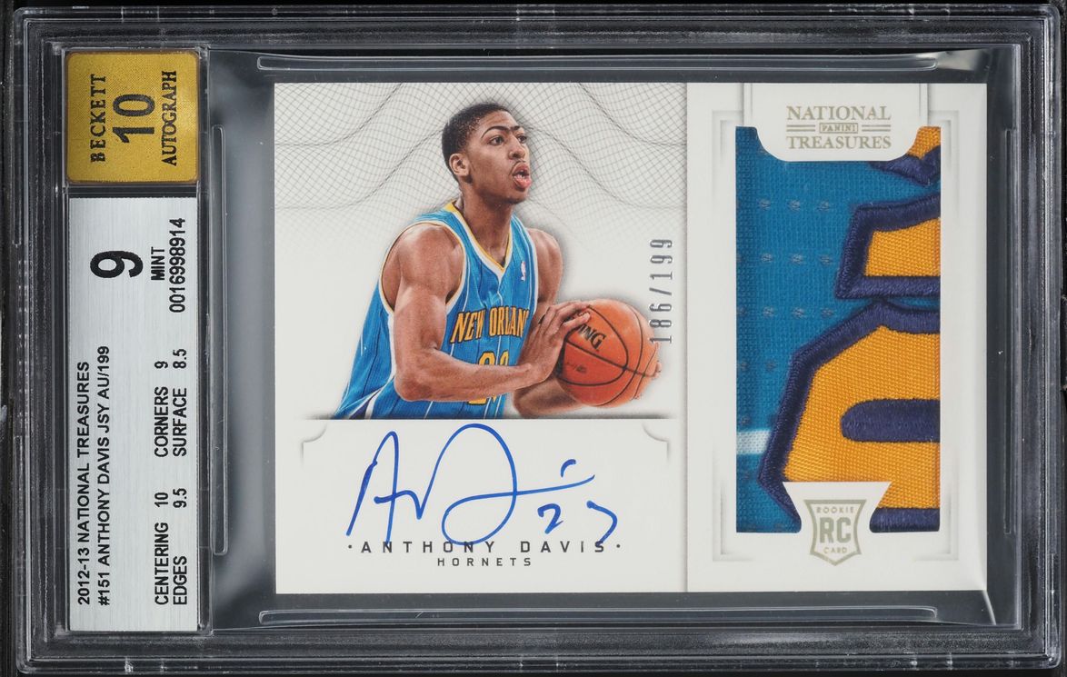 2012 National Treasures Anthony Davis JSY ROOKIE PATCH AUTO /199 #151 BGS 9 MINT