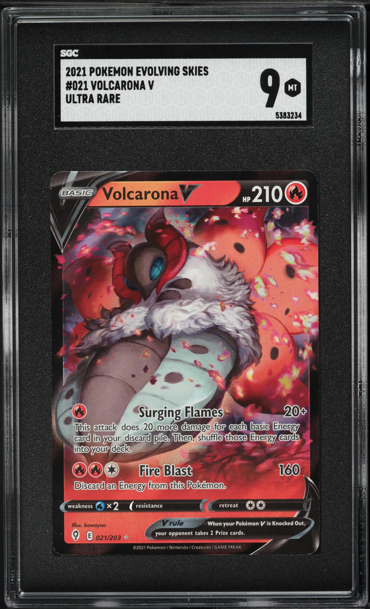 2021 Pokemon Sword & Shield Evolving Skies Full Art Volcarona V #21 SGC 9 MINT