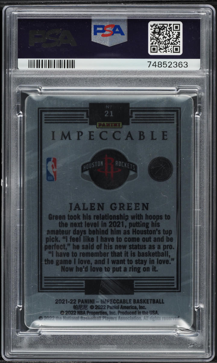 2021 Panini Impeccable Stainless Stars Asia Red Jalen Green ROOKIE #21 PSA 9
