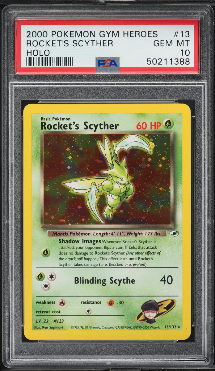 2000 Pokemon Gym Heroes Holo Rocket's Scyther #13 PSA 10 GEM MINT
