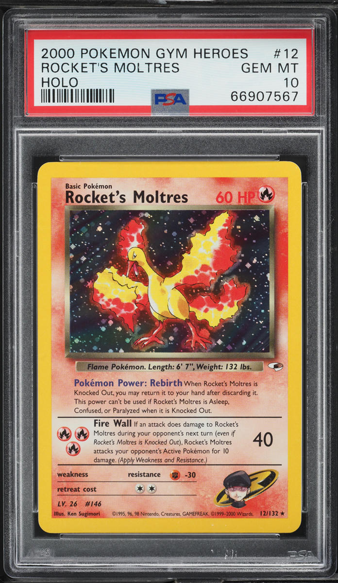 2000 Pokemon Gym Heroes Holo Rocket's Moltres #12 PSA 10 GEM MINT