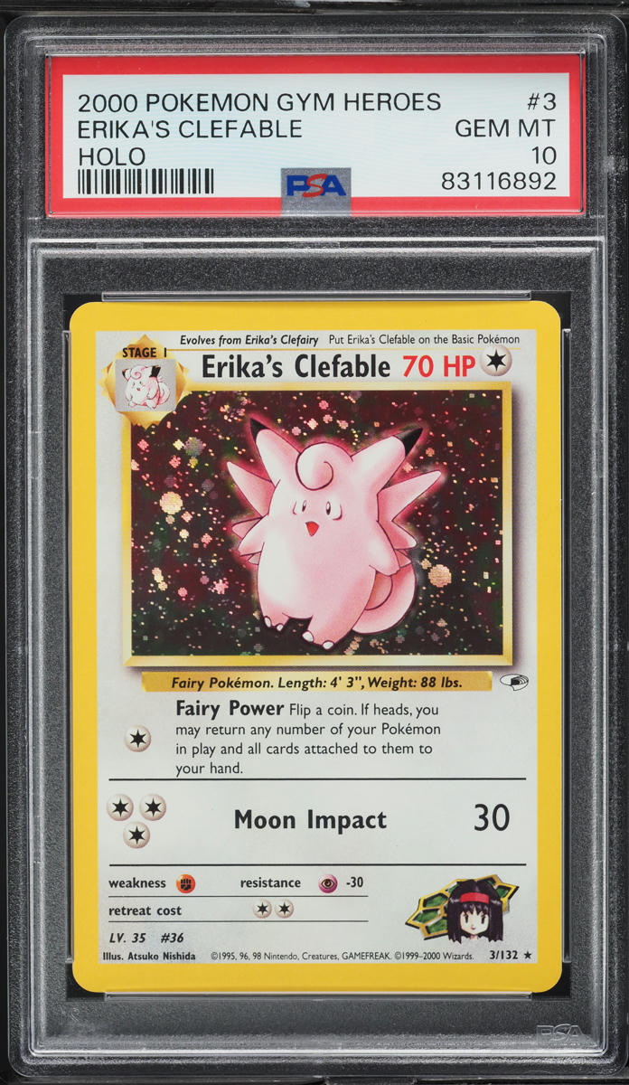 2000 Pokemon Gym Heroes Holo Erika's Clefable #3 PSA 10 GEM MINT