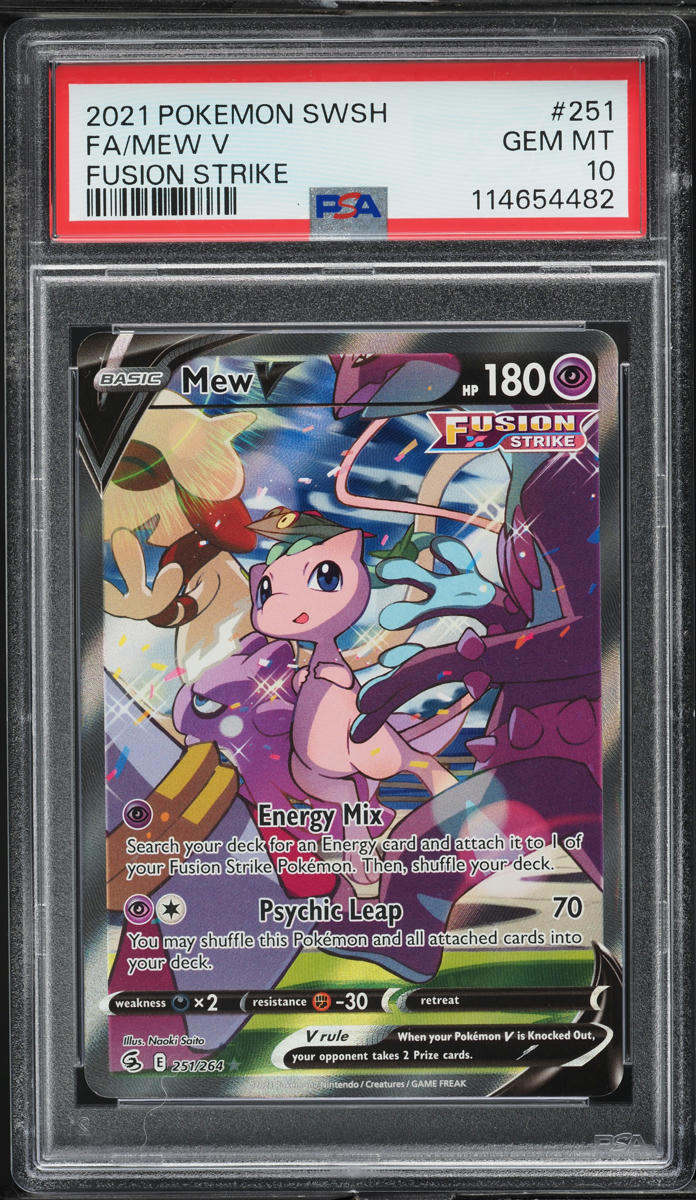 2021 Pokemon Sword & Shield Fusion Strike Full Art Mew V #251 PSA