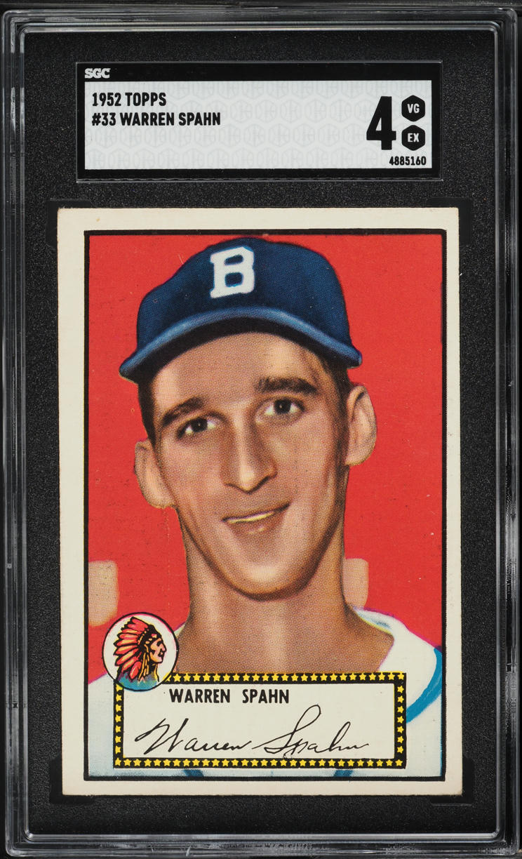 1952 Topps Warren Spahn RED BACK #33 SGC 4 VGEX