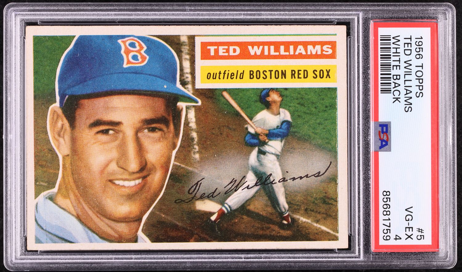 1956 Topps Ted Williams WHITE BACK #5 PSA 4 VGEX