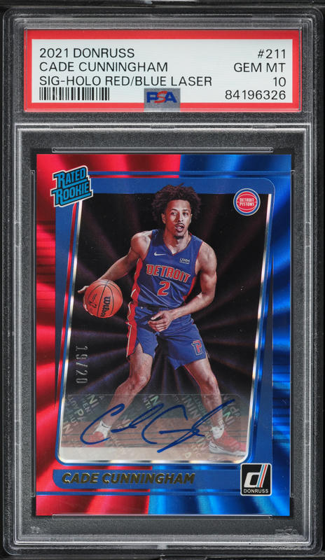 2021 Donruss Holo Red Blue Laser Cade Cunningham ROOKIE AUTO /20