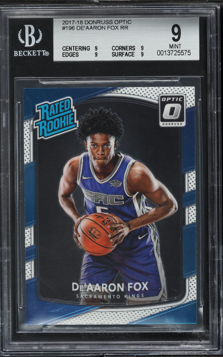 2017 Donruss Optic De'Aaron Fox ROOKIE #196 BGS 9 MINT