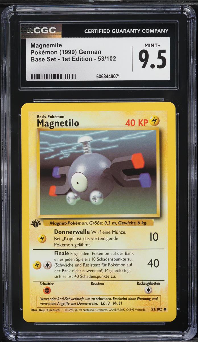 1999 Pokemon German Base Set 1st Edition Magnemite #53 CGC 9.5 MINT+
