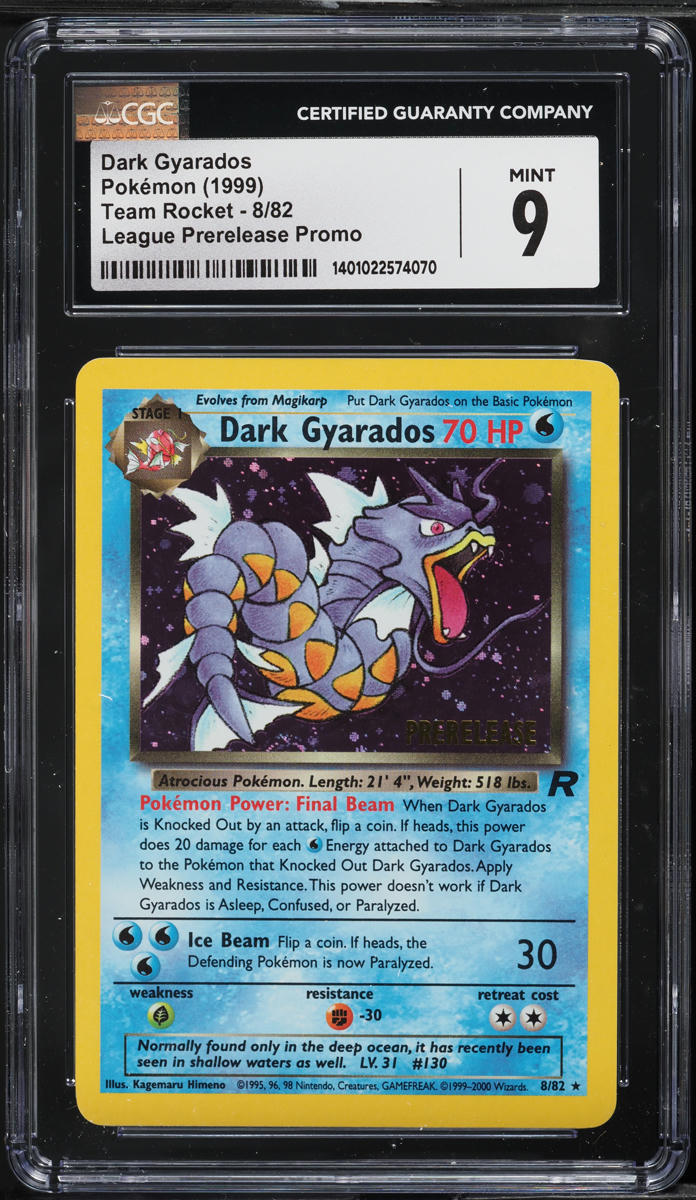 1999 Pokemon Team Rocket League Prerelease Promo Holo Dark Gyarados #8 CGC 9 MINT