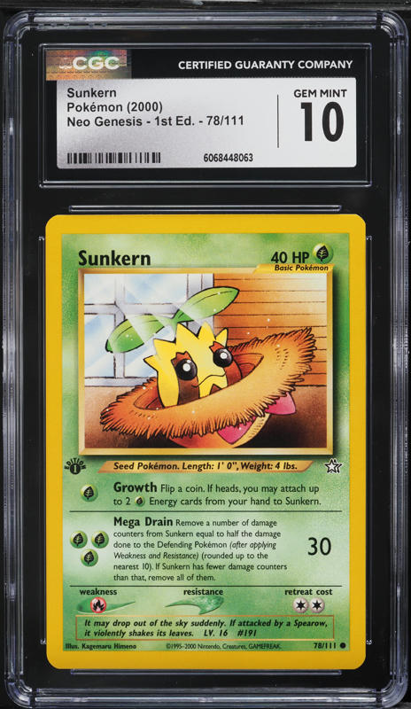 sunkern pokemon card 2002 Neo Destiny #83 CGC 9 MINT on Fanatics Collect Grass Rarity Sunkern - 83/105 Vintage Neo