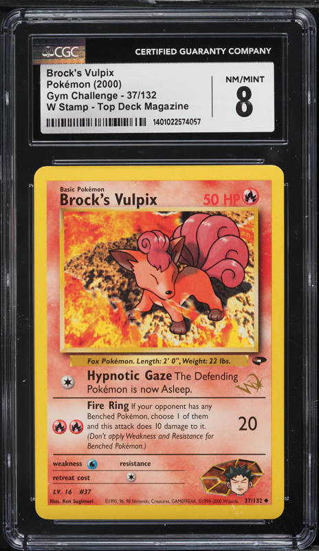 2000 Pokemon Gym Challenge Top Deck Magazine W Stamp Brock's Vulpix #37 CGC 8
