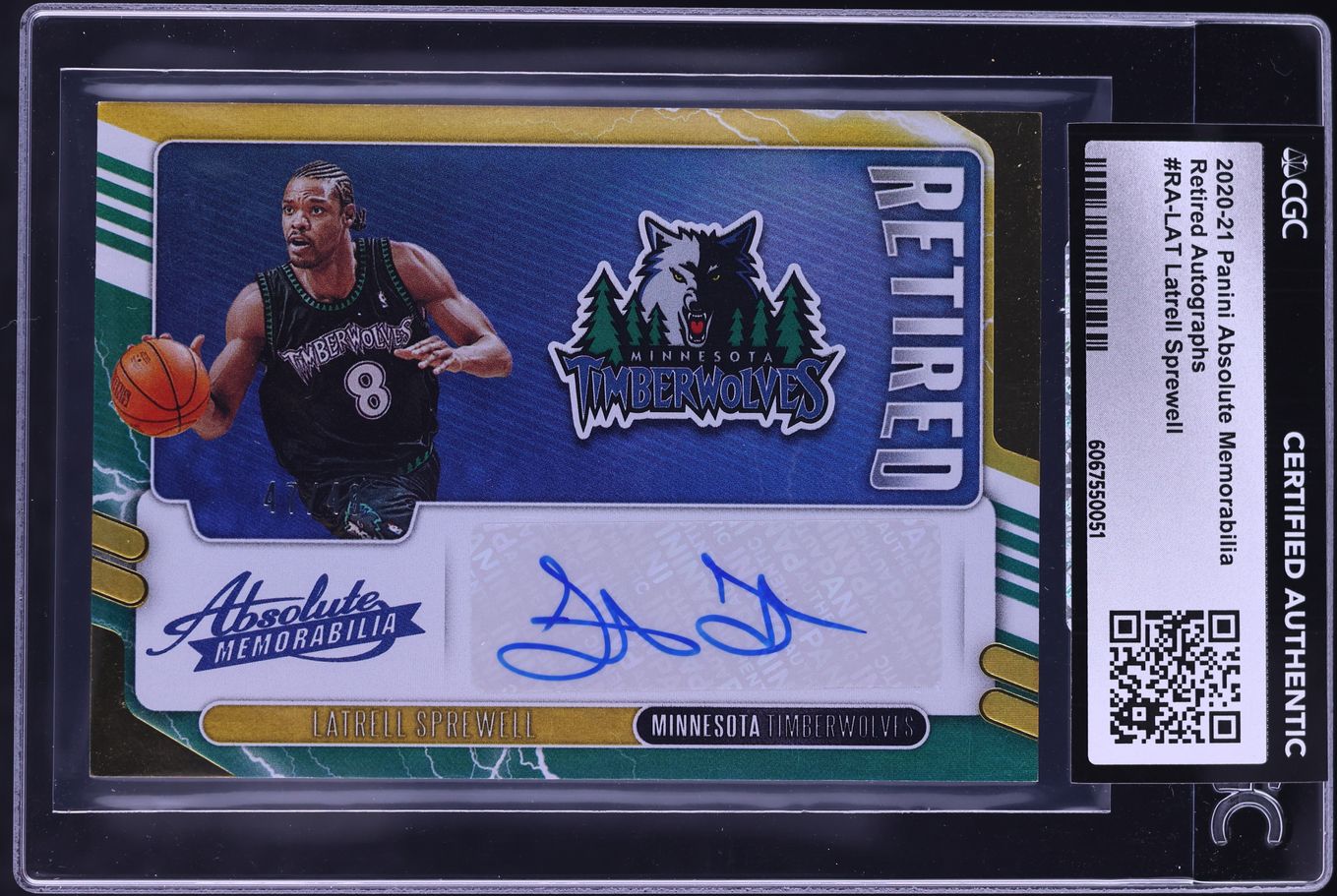 2020 Absolute Memorabilia Retired Latrell Sprewell AUTO /49 #RA