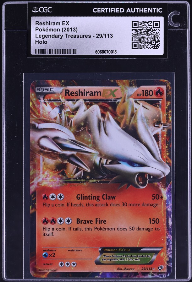 2013 Pokemon Black & White Legendary Treasures Holo Reshiram EX #29 CGC  AUTH on Fanatics Collect
