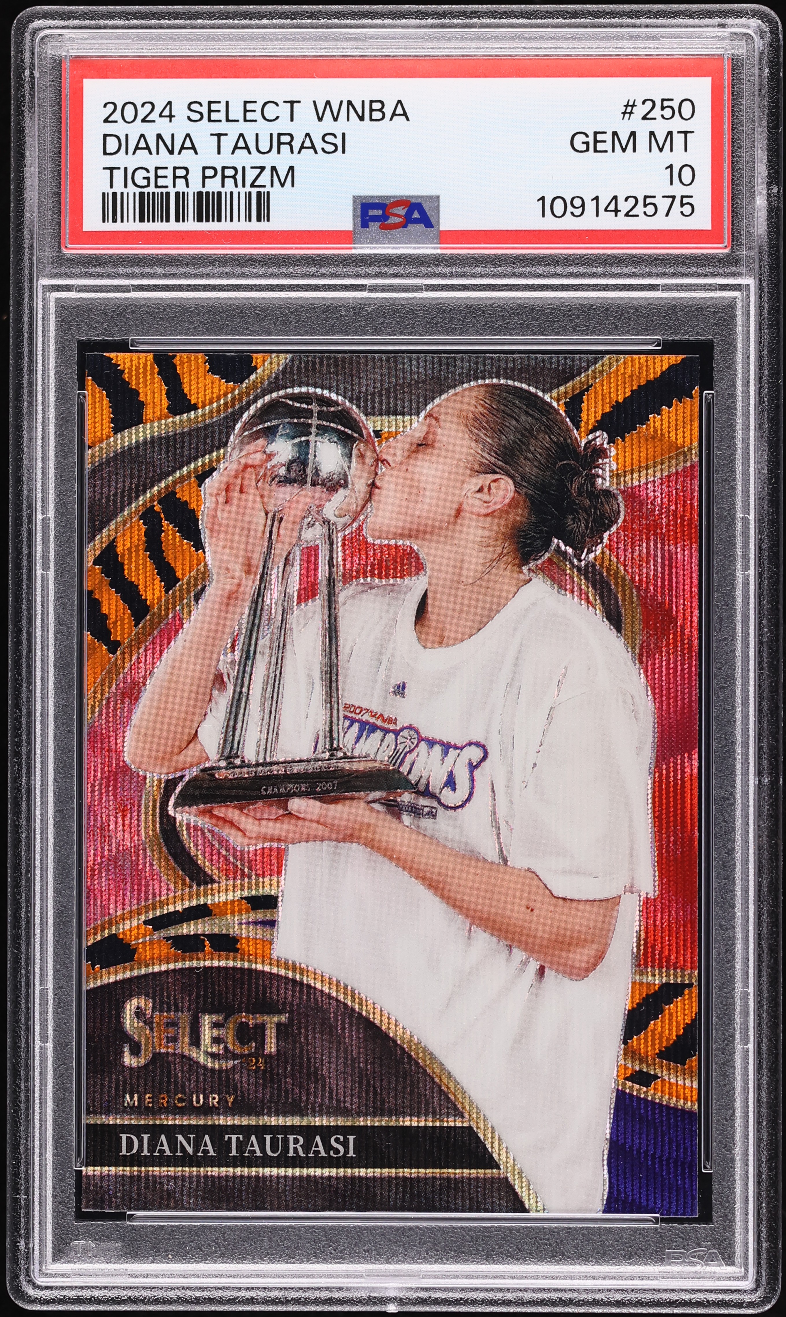 2024 Select WNBA Courtside Tiger Prizm Diana Taurasi #250 PSA 10