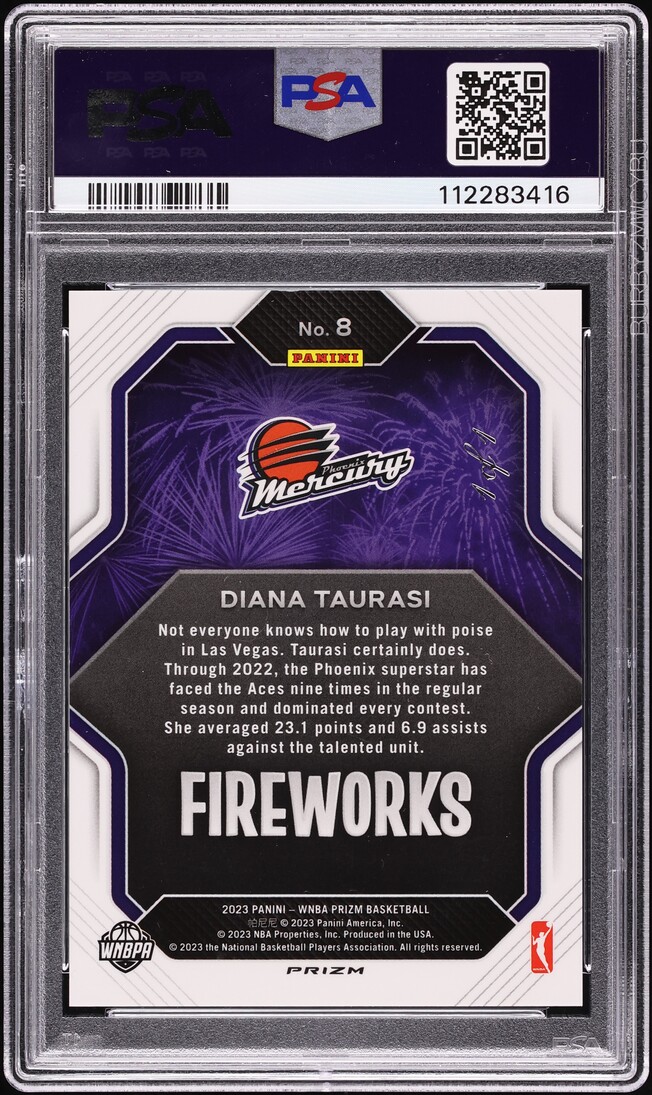 2023 Panini Prizm WNBA Fireworks Gold Vinyl Diana Taurasi 1/1 #8 PSA 10 GEM MINT