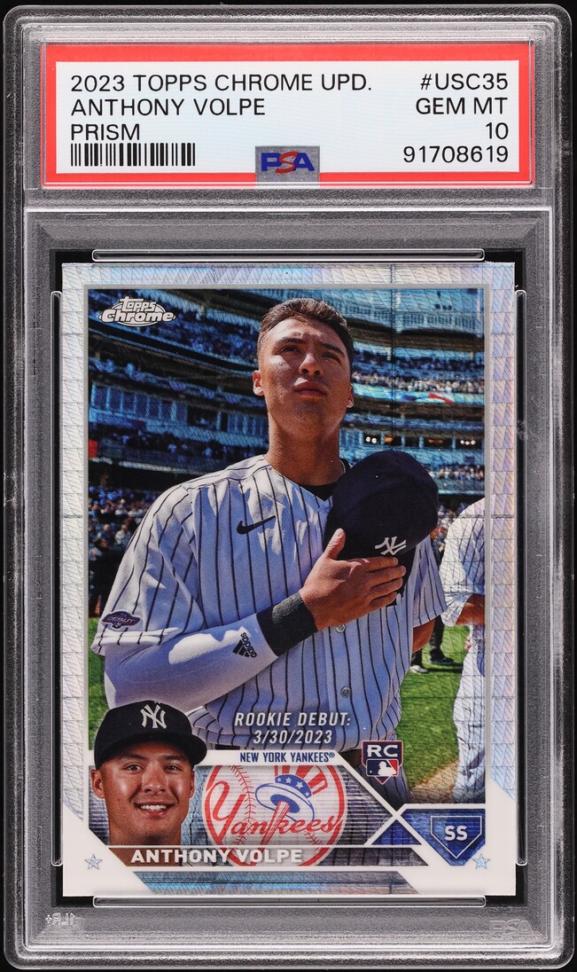 2023 Topps Chrome Update Prism Anthony Volpe ROOKIE #USC35 PSA 10 GEM MINT