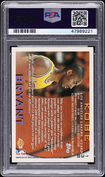 1996 Topps Basketball Kobe Bryant ROOKIE #138 PSA 8.5 NRMT+ on