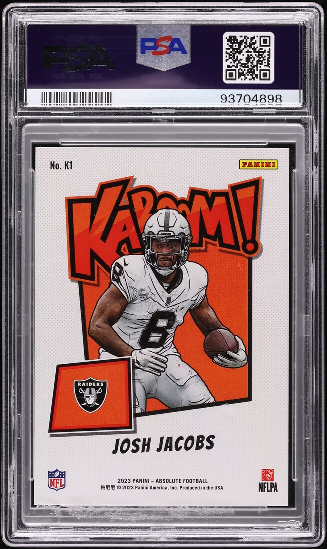 2023 Absolute Kaboom! Vertical Josh Jacobs #K1 PSA 10 GEM MINT