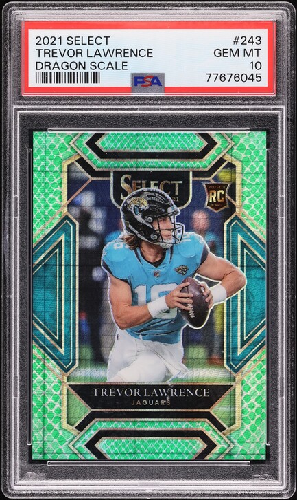 【PSA10】TEST-AC-23 トランクス:GTロケテスト 海外版 世界2枚 2021 Select Club Level Dragon Scale Trevor Lawrence ROOKIE /89