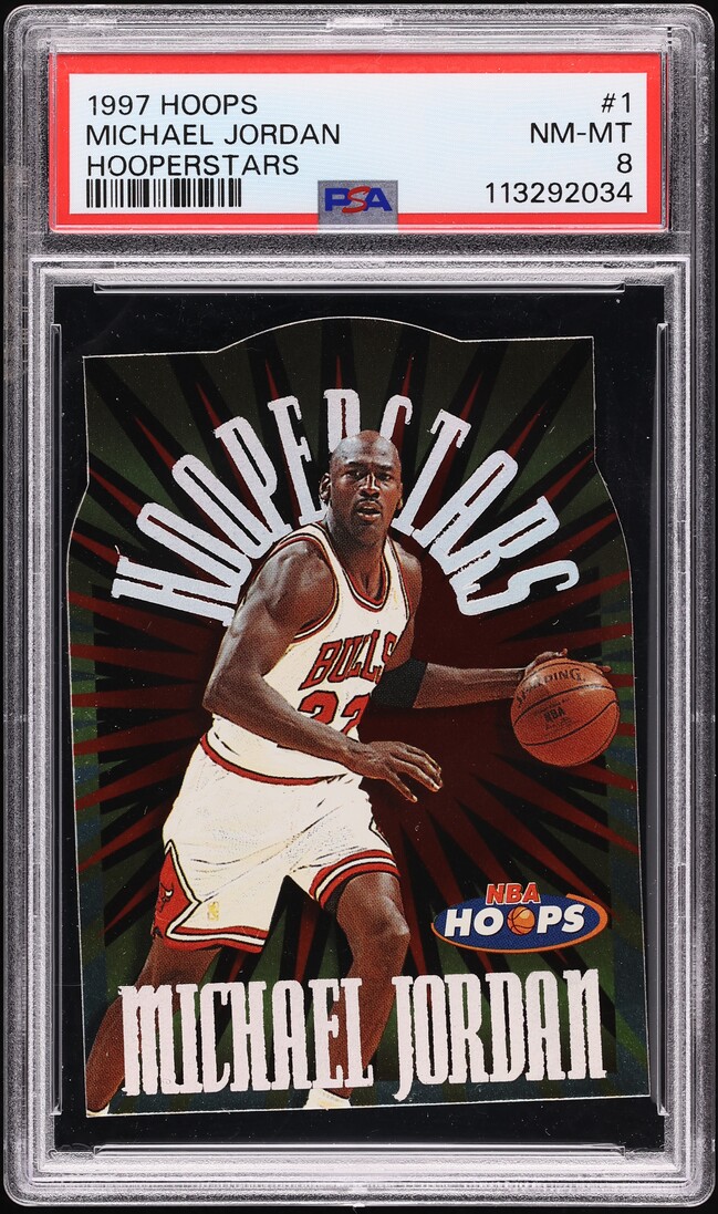 1997 Hoops Hooperstars Die-Cut Michael Jordan #1 PSA 8 NM-MT