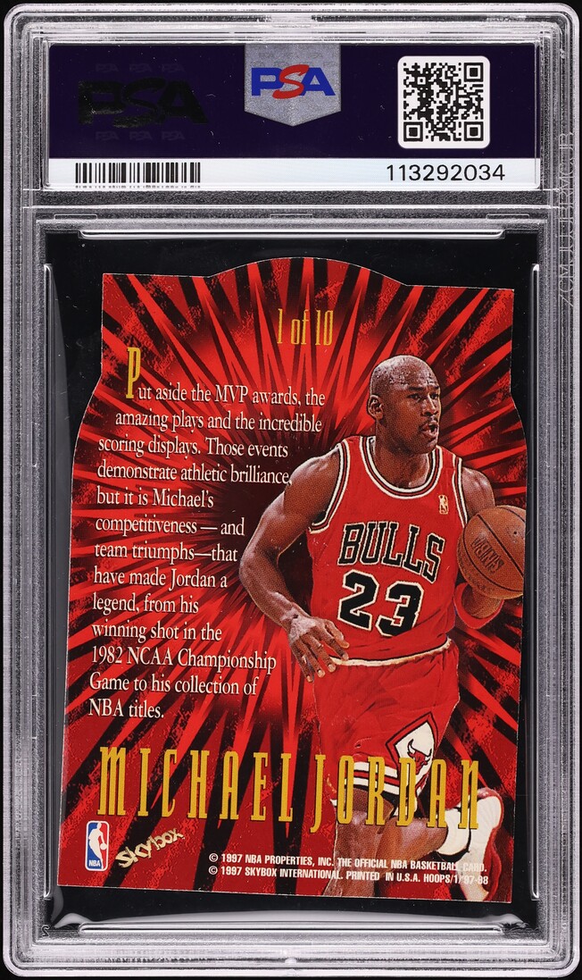 1997 Hoops Hooperstars Die-Cut Michael Jordan #1 PSA 8 NM-MT
