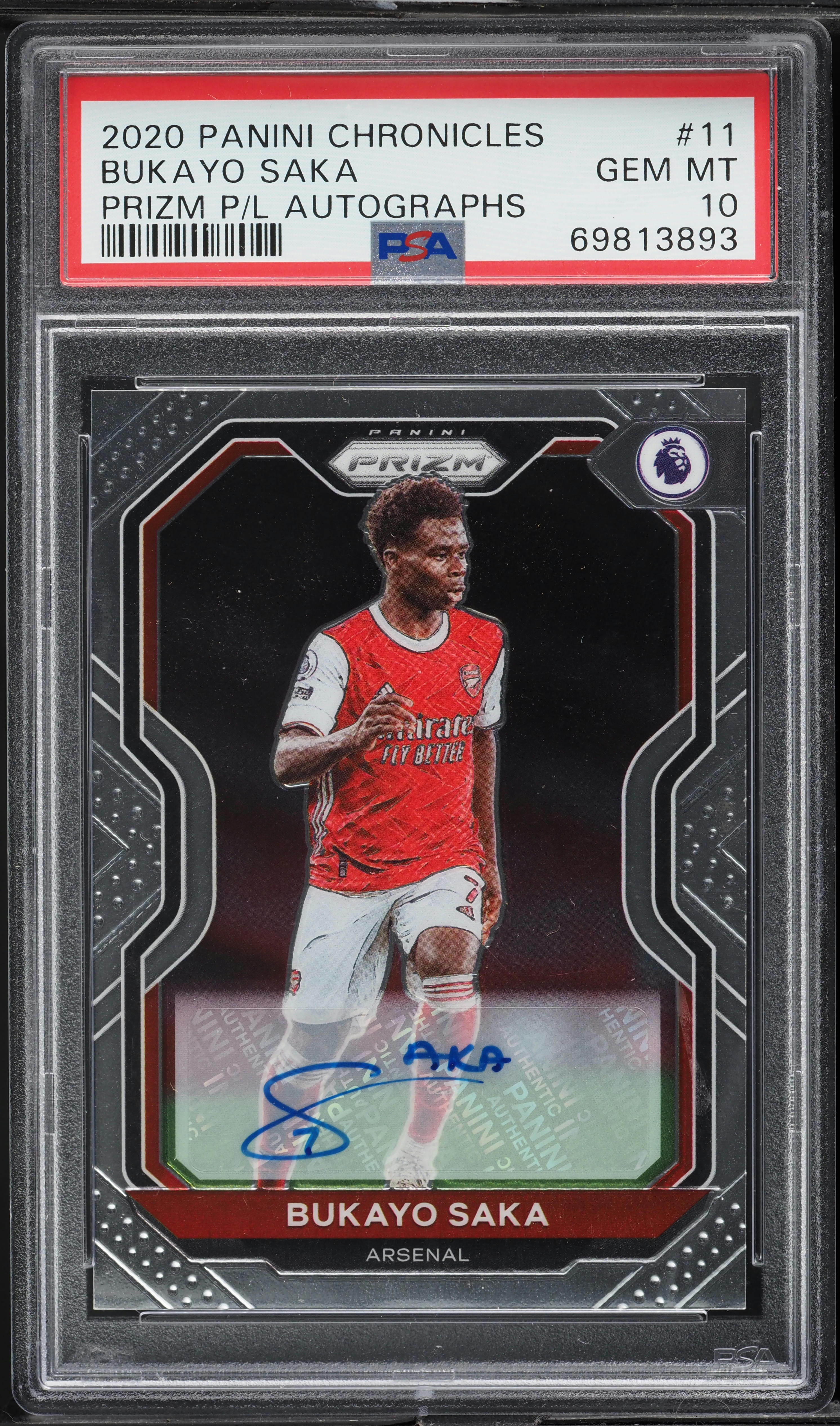 2020 Panini Chronicles Prizm Premier League Bukayo Saka AUTO /265