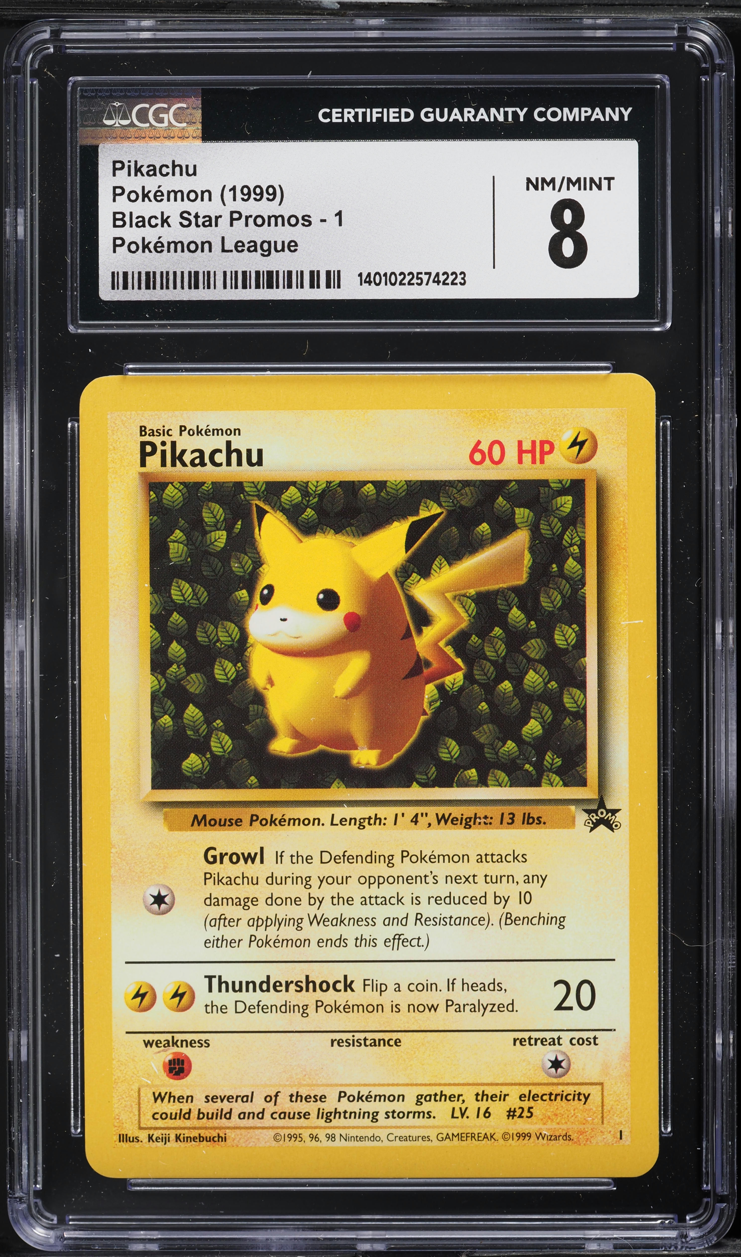 1999 Pokemon League Black Star Promo Pikachu #1 CGC 8 NM-MT on