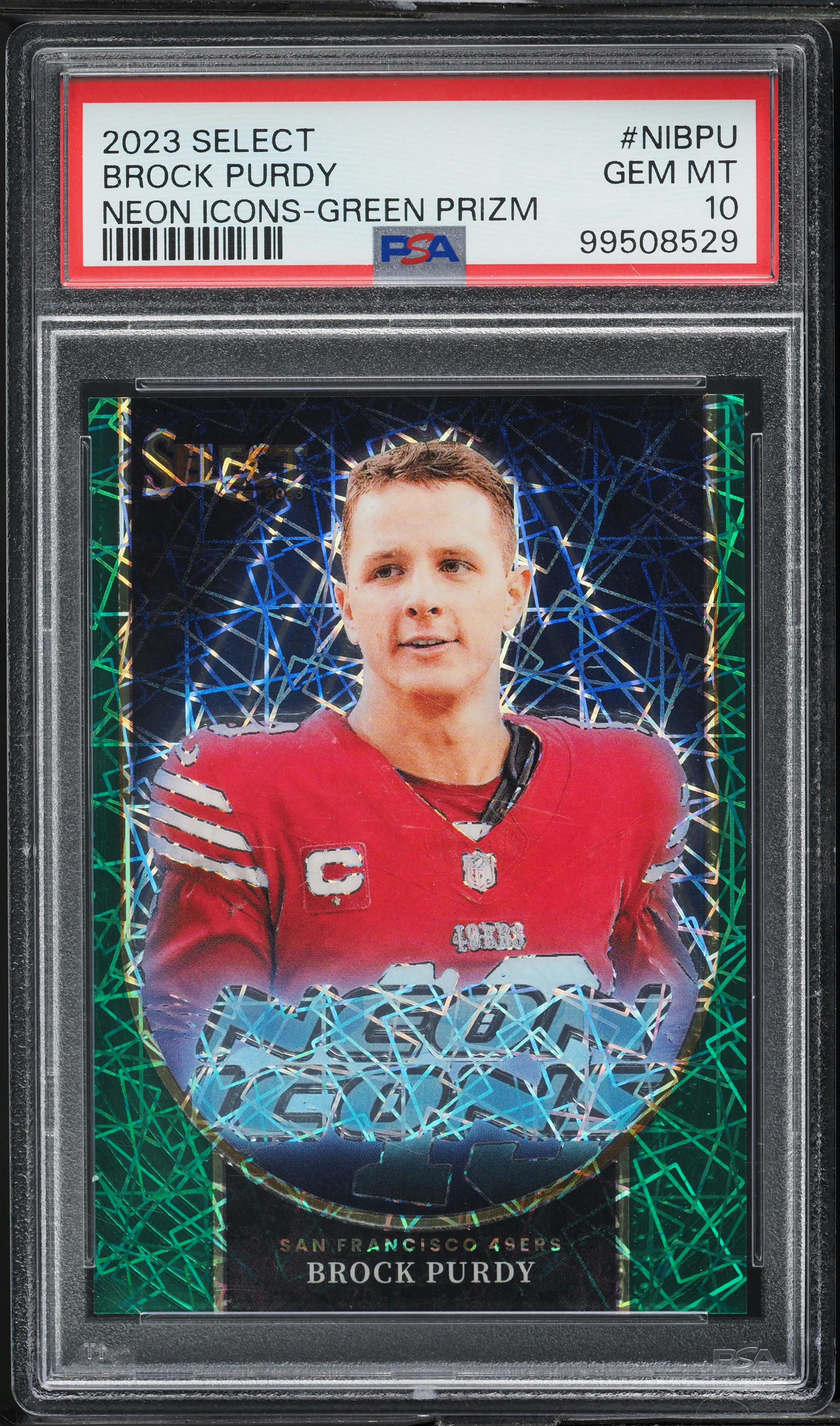 2023 Panini Select Neon Icons Green Prizm Brock Purdy 1/5 #NIBPU