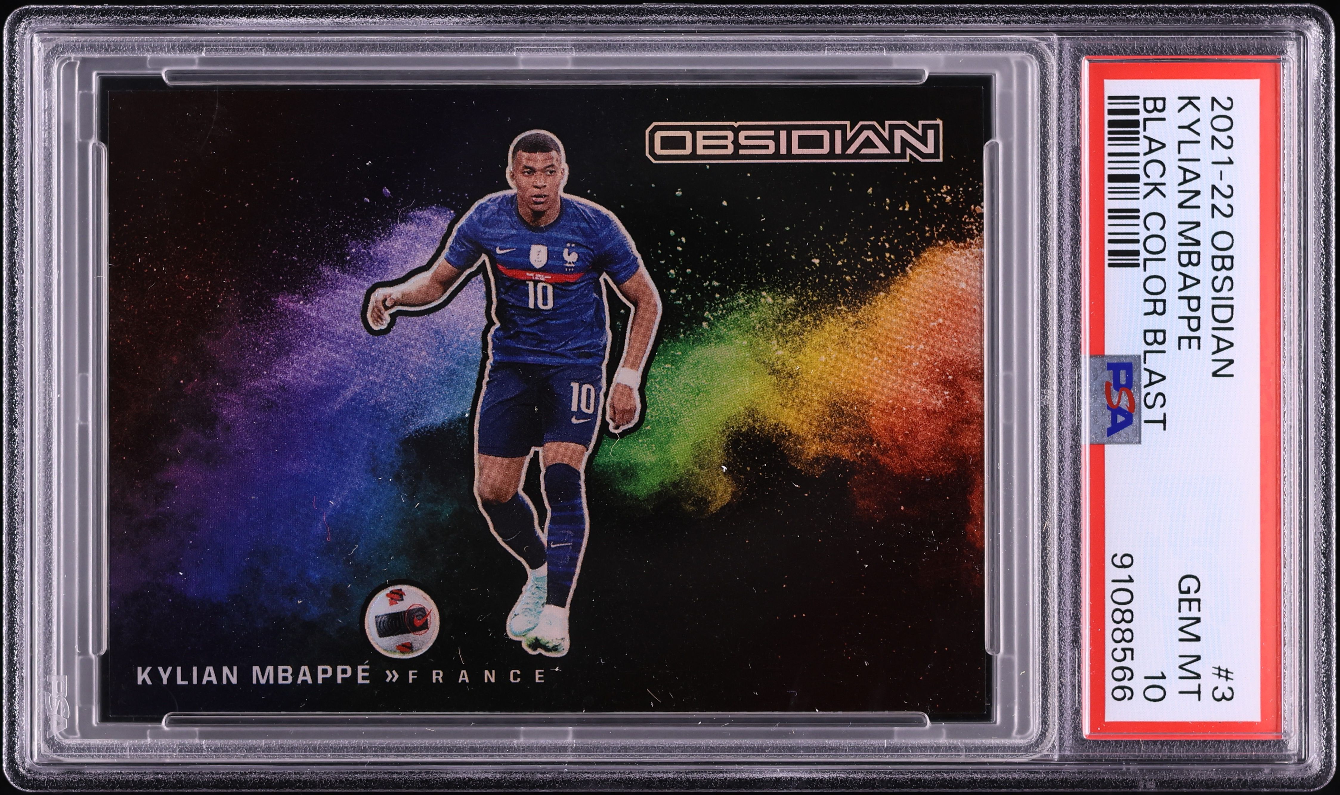 2021 Panini Obsidian Black Color Blast Kylian Mbappe #3 PSA 10 GEM