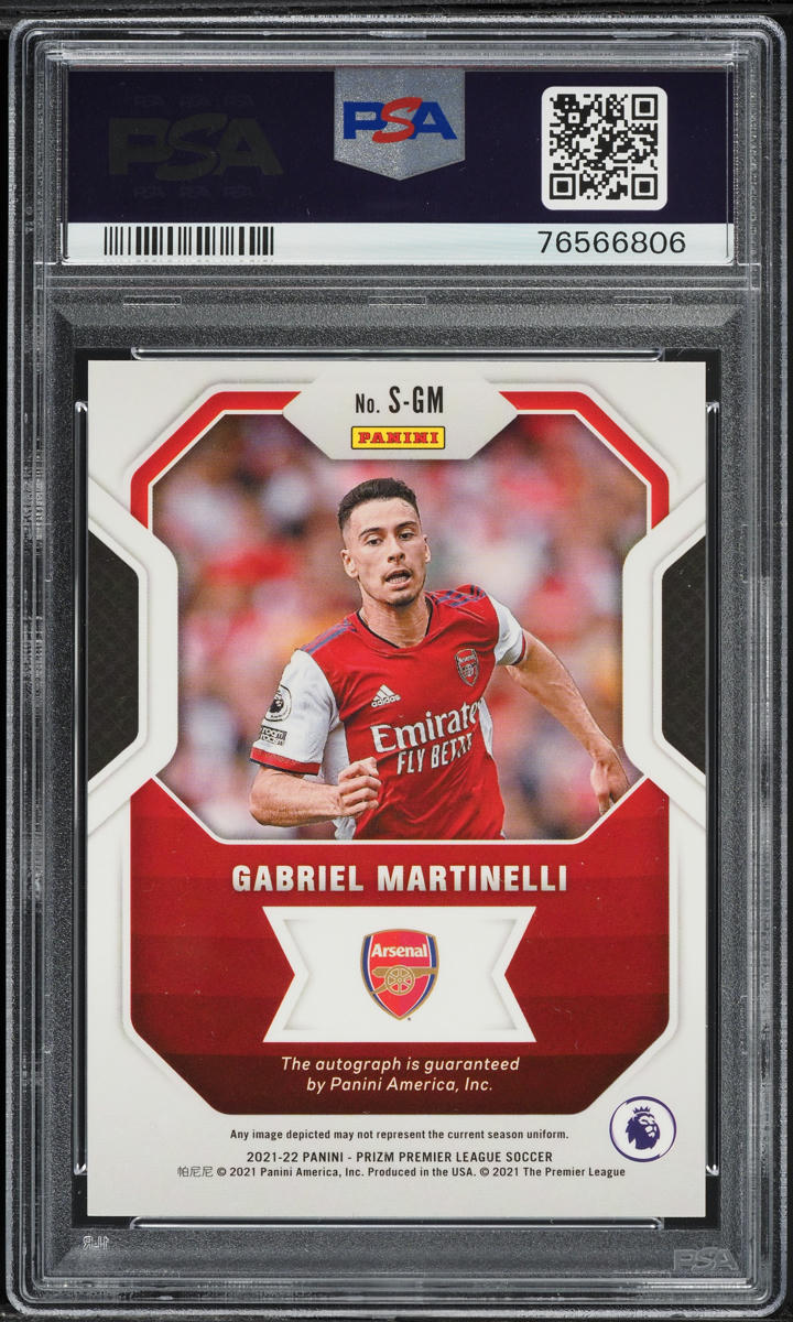 2021 Panini Prizm Premier League Gabriel Martinelli ROOKIE AUTO #S-GM PSA 10 GEM