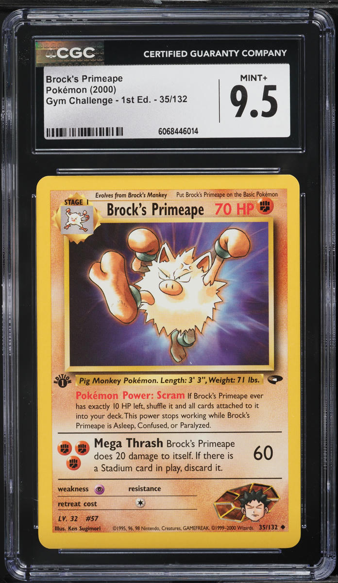 2000 Pokemon Gym Challenge 1st Edition Brock's Primeape #35 CGC 9.5 MINT+