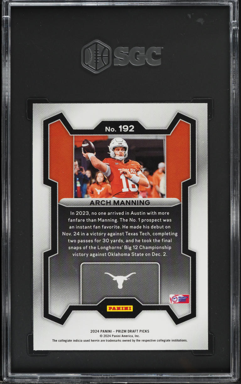2024 Panini Prizm Draft Picks Arch Manning ROOKIE #192 SGC 9 MINT