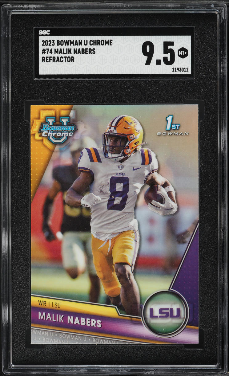 2023 Bowman Chrome University Refractor Malik Nabers ROOKIE #74 SGC 9.5 MINT+