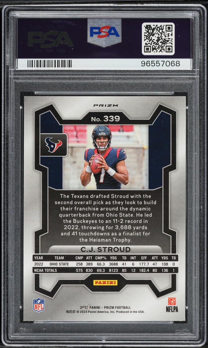 2023 Panini Prizm Silver CJ Stroud ROOKIE #339 PSA 8 NM-MT