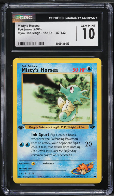 2000 Pokemon Gym Challenge 1st Edition Misty's Horsea #87 CGC 10 GEM MINT