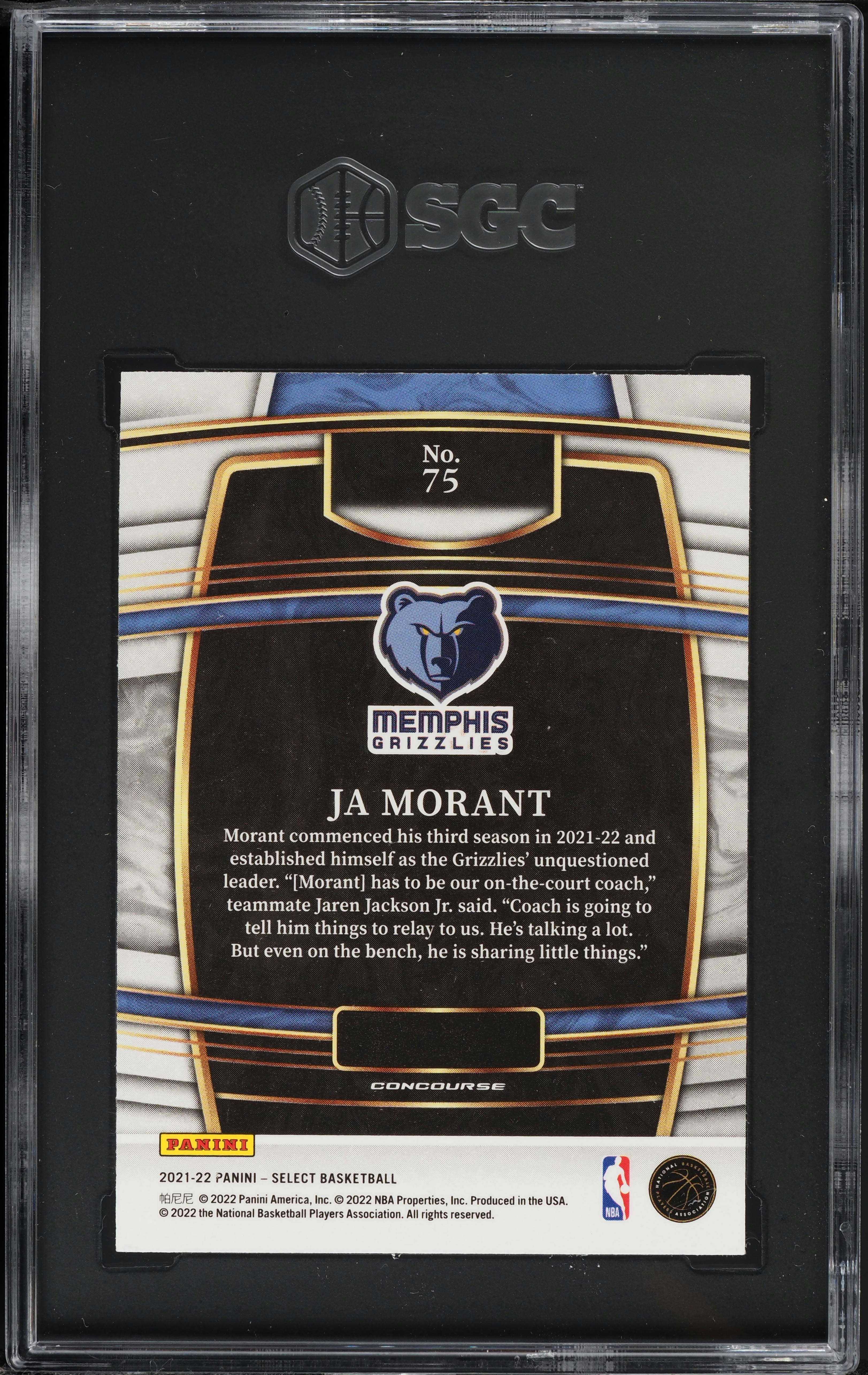 2021 Select Blue Retail Ja Morant #75 SGC 10 GEM MINT on Fanatics