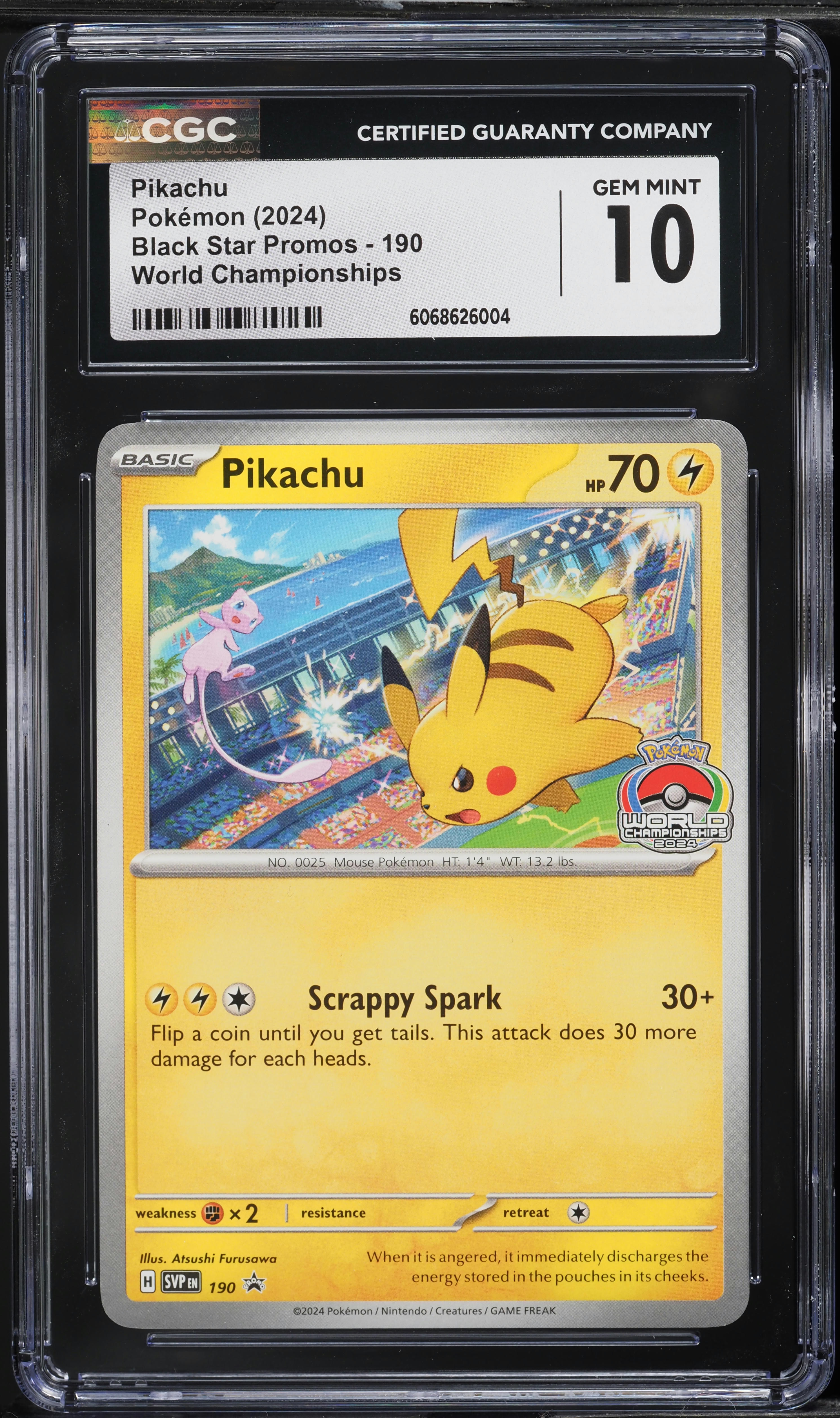 2024 ポケモンカード ピカチュウ #190 Gem Mint 10 2024 Pokemon SV Black Star Promo World Championship Pikachu #190