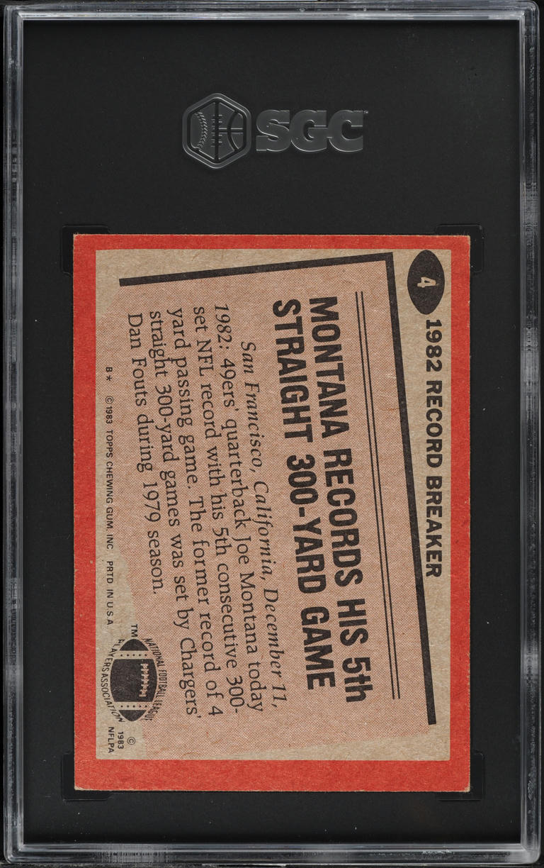 1983 Topps Record Breaker Joe Montana #4 SGC 3 VG