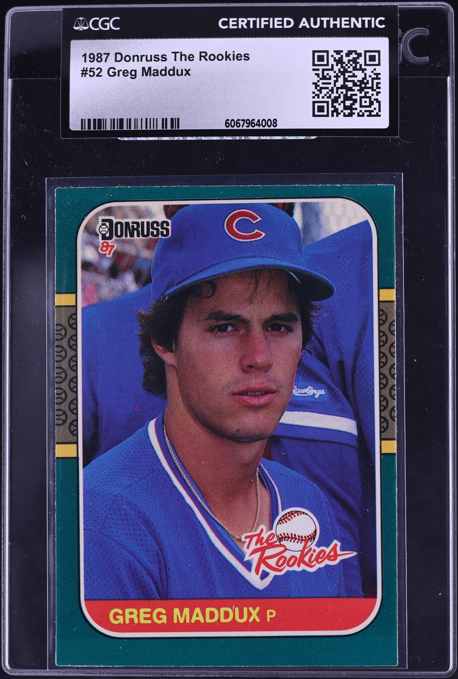 1987 Donruss Greg Maddux ROOKIE #52 CGC AUTH