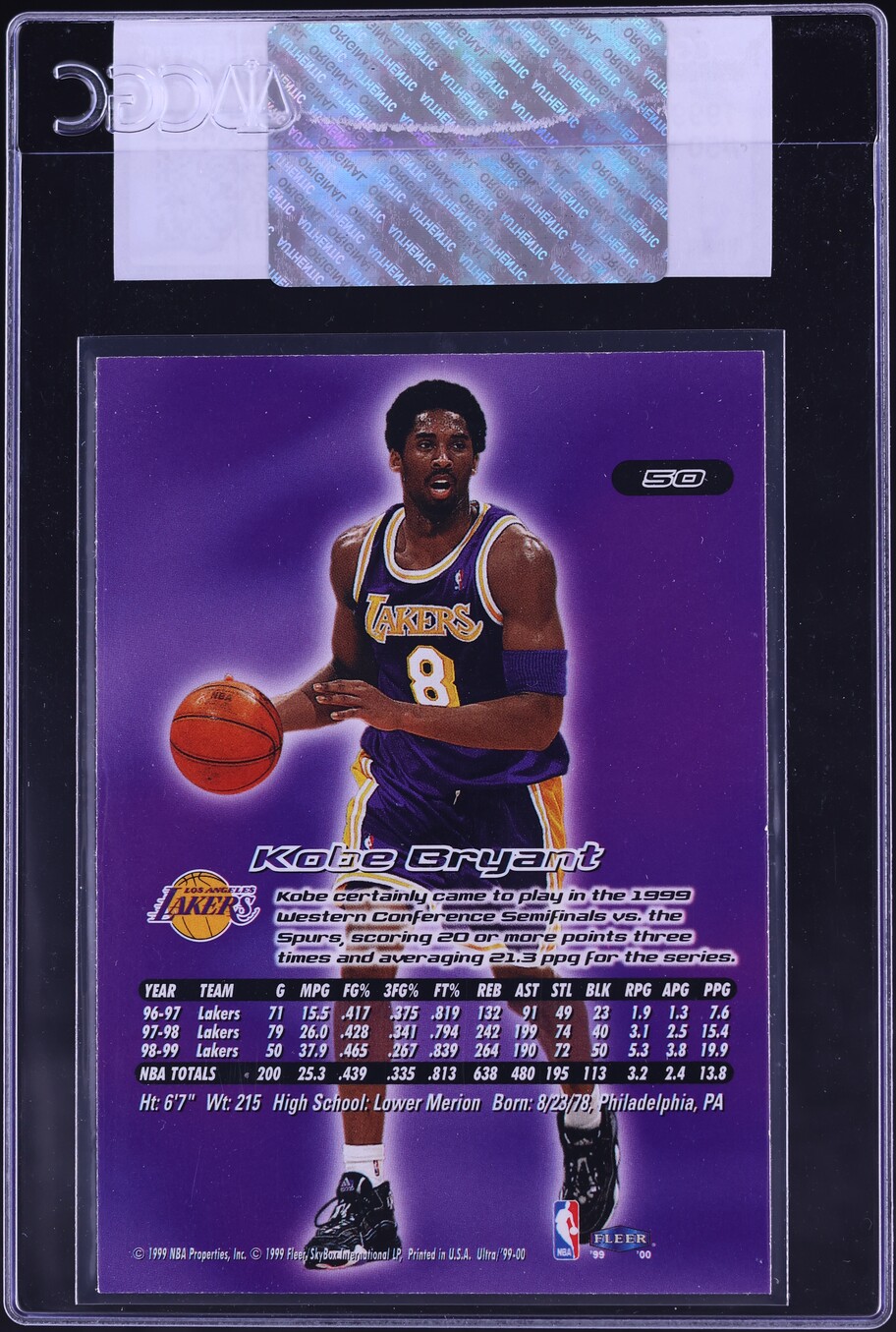 1999 Fleer Ultra Kobe Bryant #50 CGC AUTH