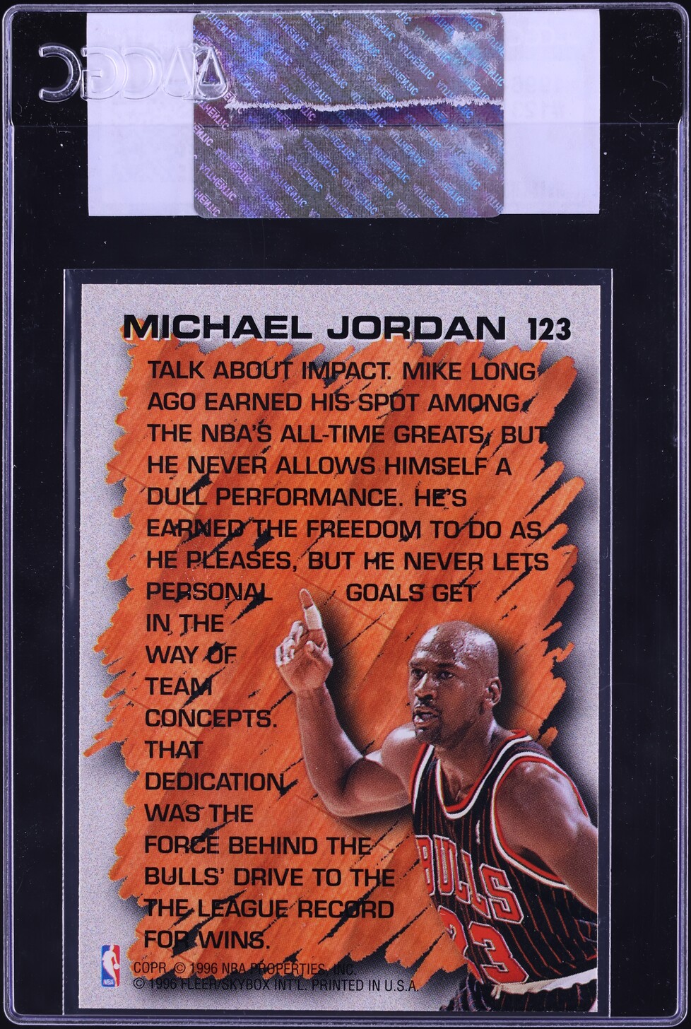 1996 Fleer Baketball Michael Jordan #123 CGC AUTH