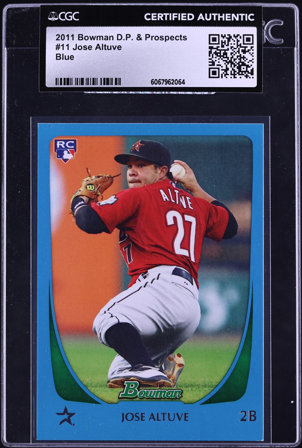 2011 Bowman Draft Picks & Prospects Blue /499 Jose Altuve ROOKIE #11 CGC AUTH