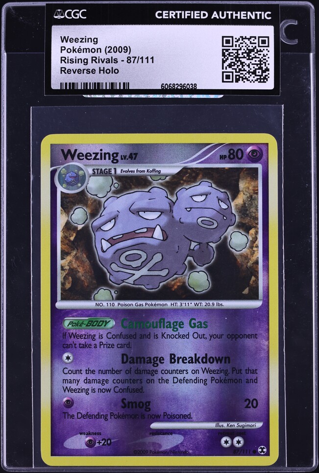 2009 Pokemon Platinum Rising Rivals Reverse Holo Weezing #87 CGC AUTH