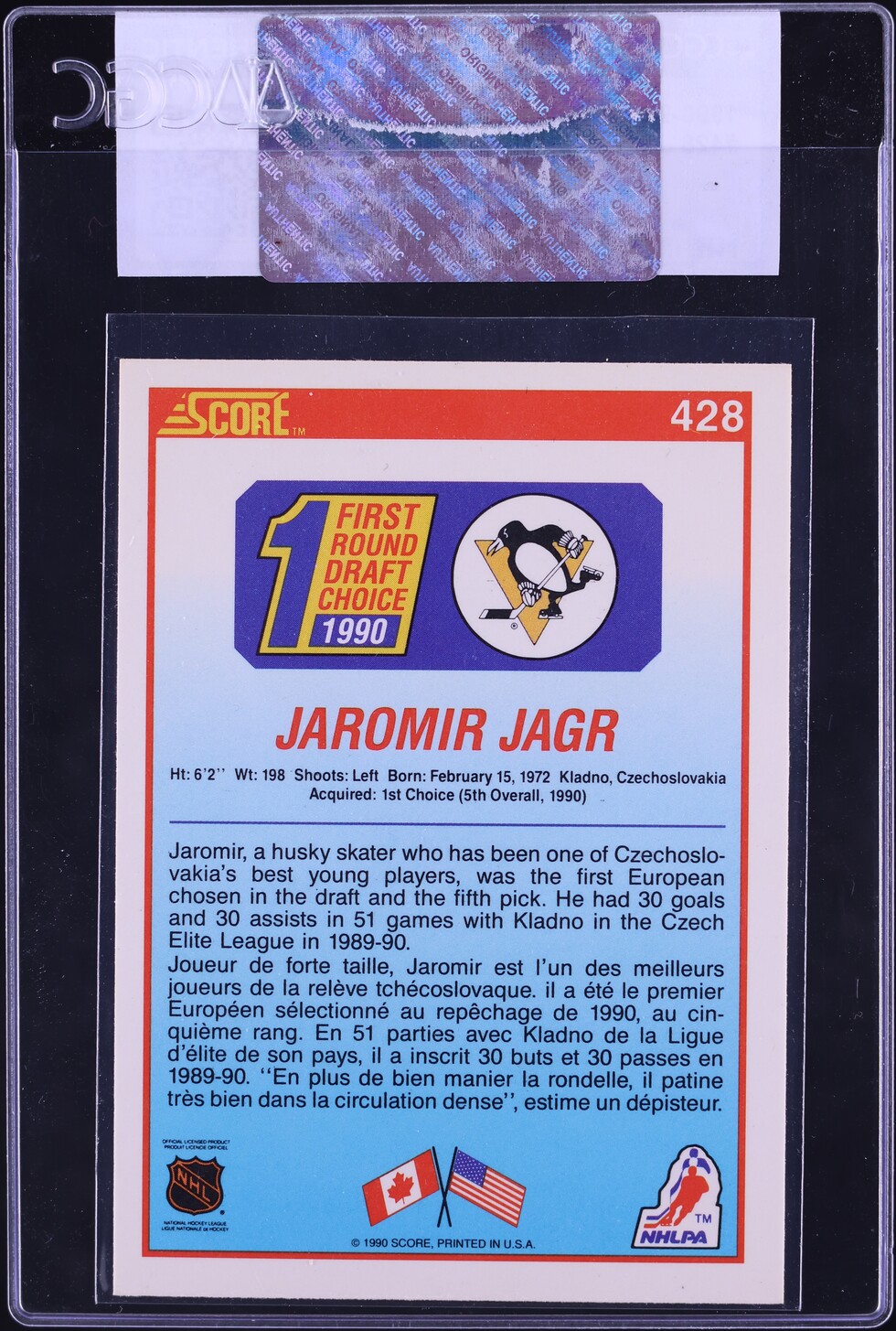 1990 Score Canadian Jaromir Jagr ROOKIE #428 CGC AUTH